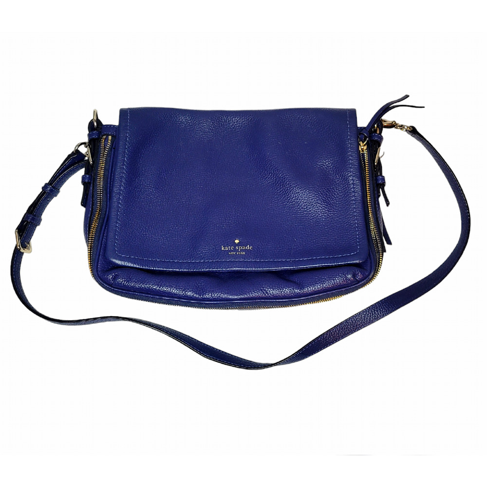Kate Spade Purple Leather Expandable Womens Crossbody Satchel Saddle Purse Bag